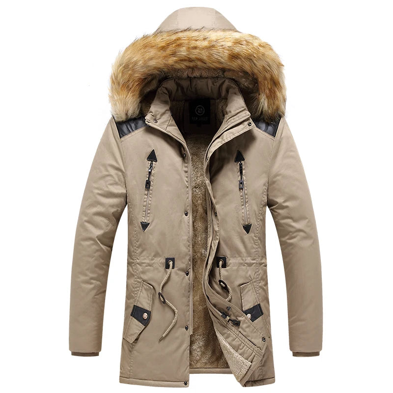 Windproof Hooded Thicken Multi-pocket Down Coat Male Keep Warm -30 Degree Parkas Men long jackets men Fur Collar Winter Jacket