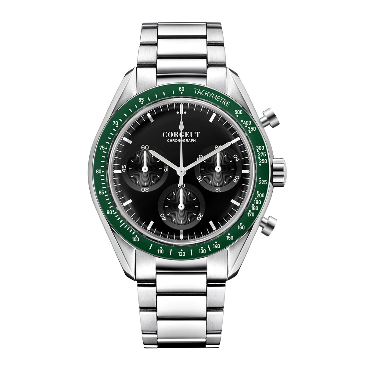 CORGEUT 40mm Vk63 Quartz Movement Watch Man Waterproof High Quality Luxury Mineral Glass Time Running Second Glow Watchs