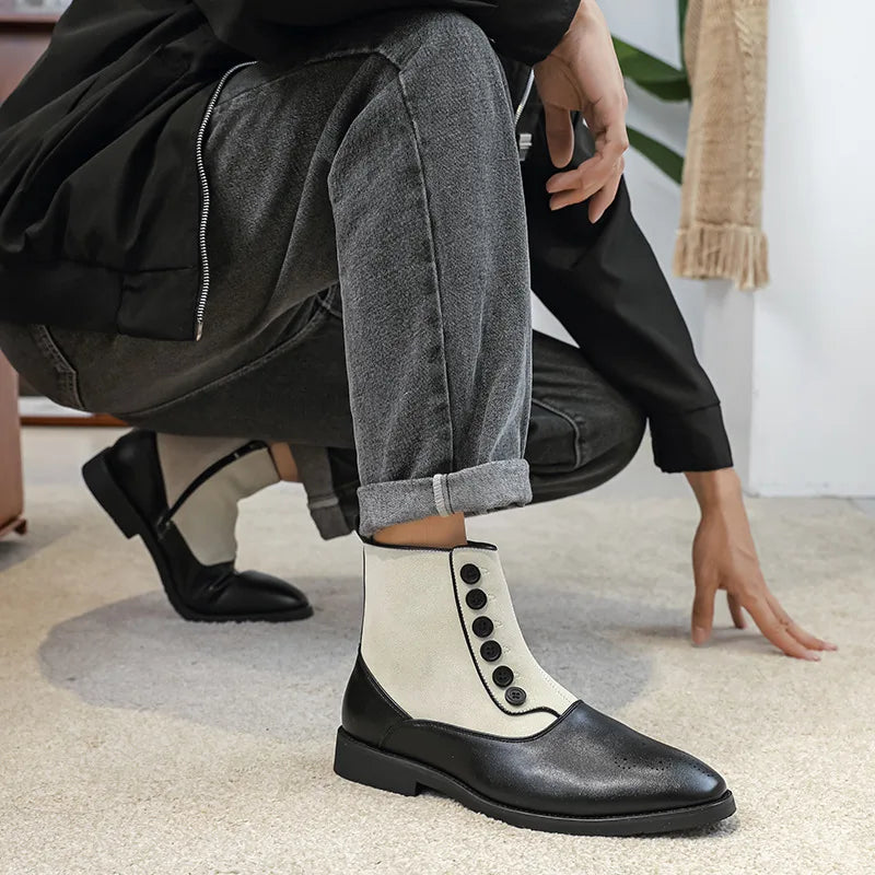 Original Suede Chelsea Boots Men Breathable Designer Zip Ankle Boot Man Comfy Pointed Mens Brogue Shoes Size 46 botas masculino
