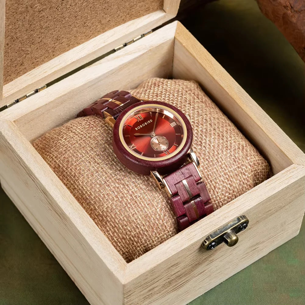 BOBO BIRD Women Watch Casual Fashion Quartz Watch Japanese Movement Round Dial Wooden Ladies Wristwatches Dress Clock Custom