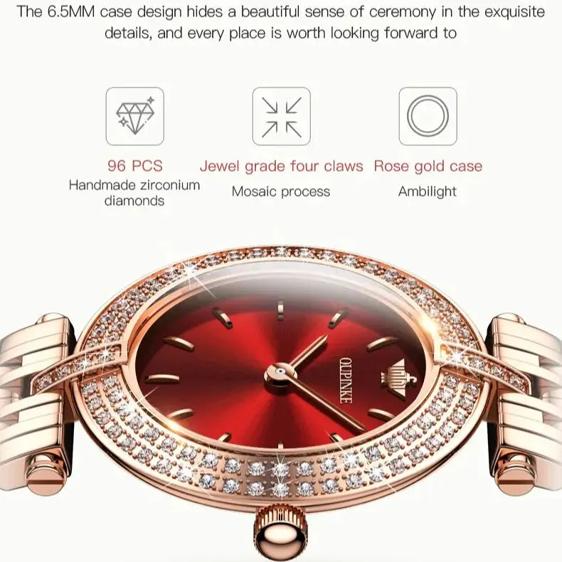 OUPINKE 3191 Luxury Women Watch Original Top Brand Waterproof Sapphire Mirror Diamond Watch Swiss Movement Quartz Women Watch