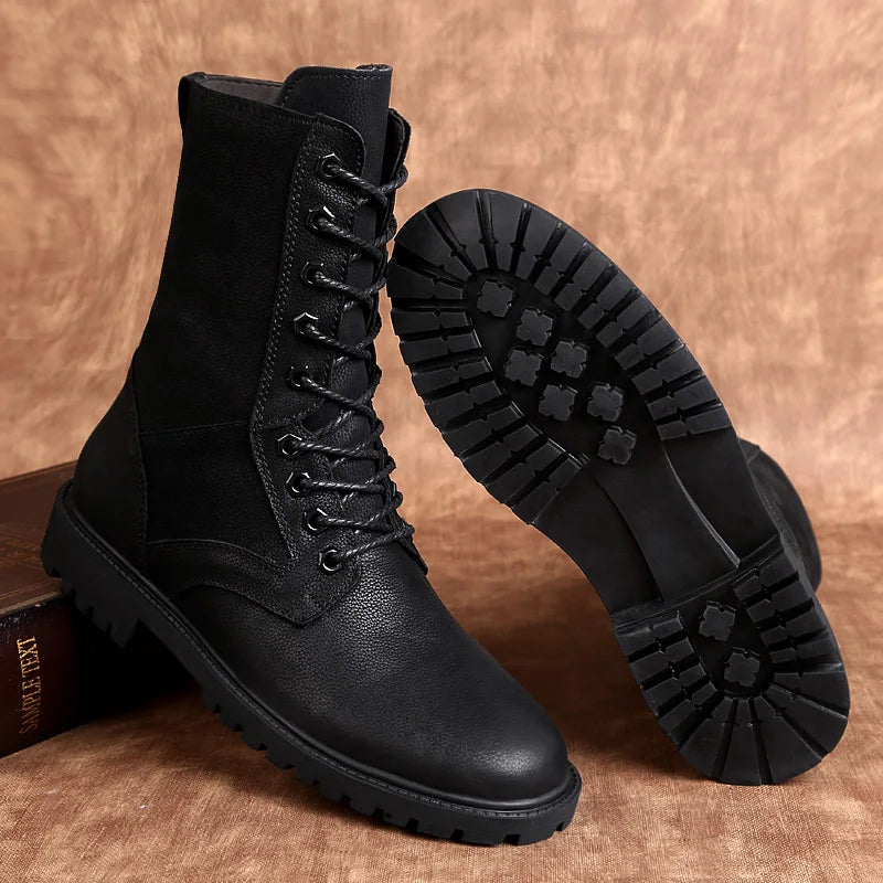 New Arrival Motorcycle Boots Genuine Leather Men Winter Shoes Warm Waterproof Man Boots Luxury Motorcycle Footwear Casual Shoes