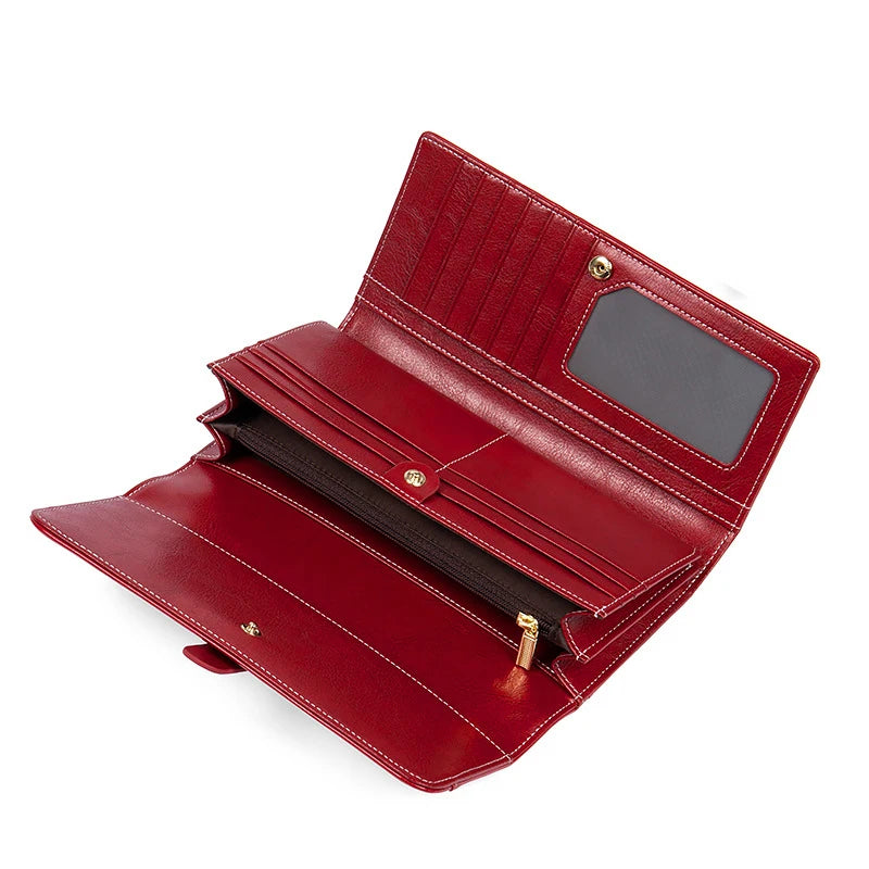 Split Leather Wallet for Women Luxury Designer Long Purse High Quality RFID Card Holder Purses Women's Wallets Handbag