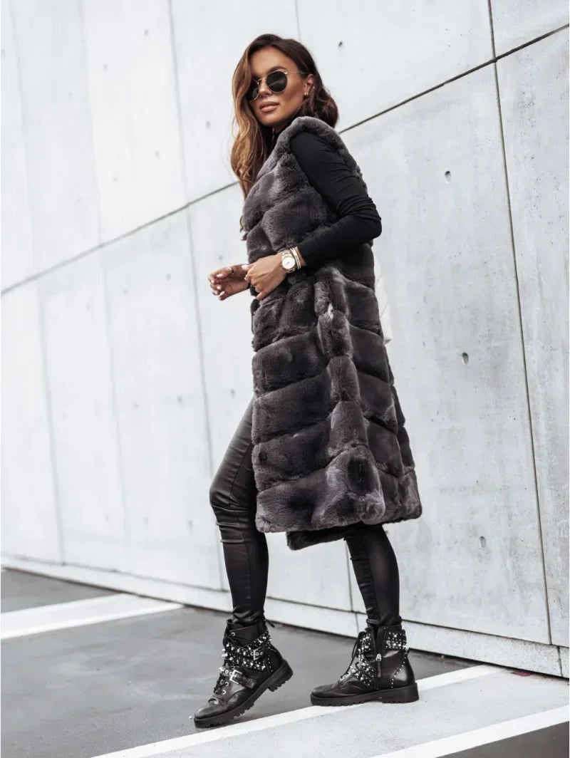 Women's New Sexy Fashion Leisure Commuting Vacation Style Versatile Comfortable Long Round Neck Tank Top Coat