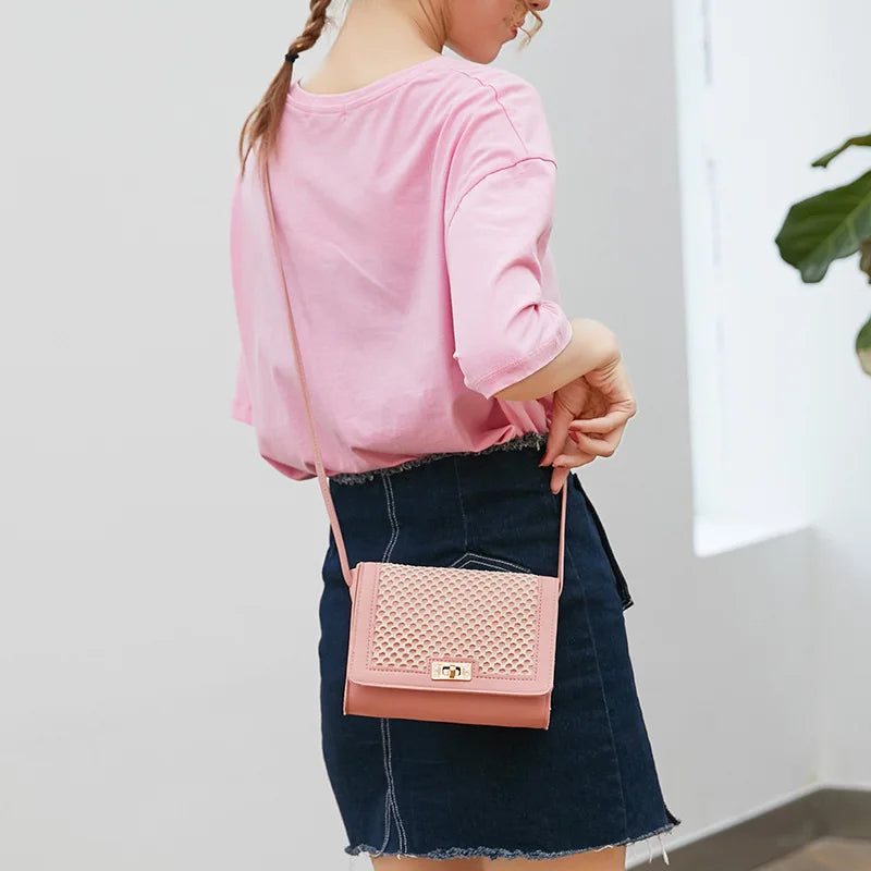 New Women's Messenger Bags Fashion All-match Small Square Bag Trend Mesh Bag Hit Color One-shoulder Mobile Phone Bag