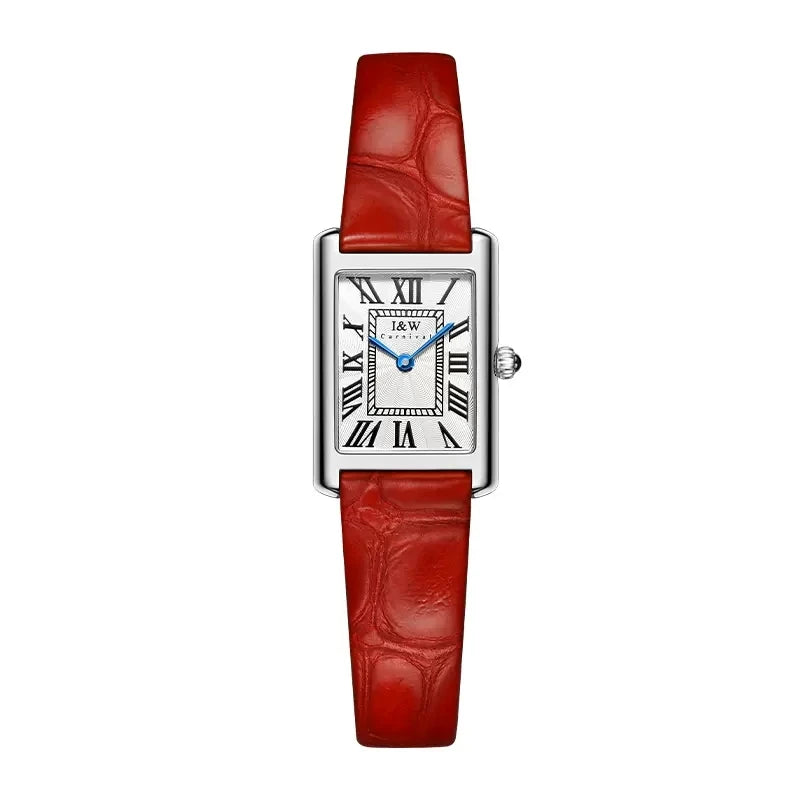 CARNIVAL Womens Fashion Square Quartz Watch Ladies Brand Luxury Waterproof Ultra Thin 5mm Dress Wristwatch for Women Reloj Mujer