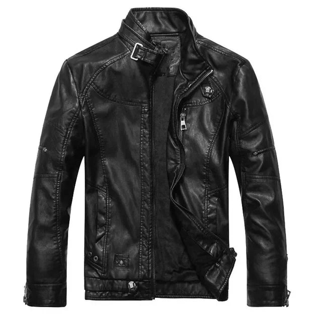 Motorcycle Thickened Leather Coat Men Winter Warm Man Leather CoatMens Plus Velvet Men Moto Biker Riding Fleece Leather Jacket