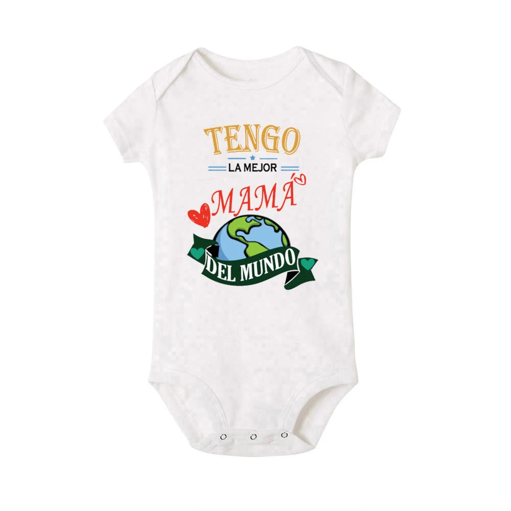 I Hava A Best Mom in The World Printed Baby Romper Infant Short Sleeve Bodysuit Boys Girls Summe Jumpsuit Funny Toddler Clothes