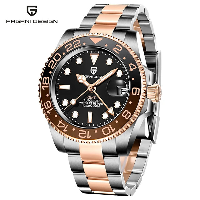 PAGANI DESIGN New NH34 Men Mechanical Watches AR Coating Sapphire Glass Automatic Watch 100M Waterproof GMT Sports Watch for Men