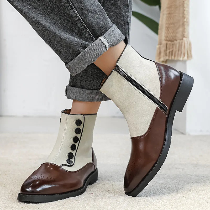 Original Suede Chelsea Boots Men Breathable Designer Zip Ankle Boot Man Comfy Pointed Mens Brogue Shoes Size 46 botas masculino