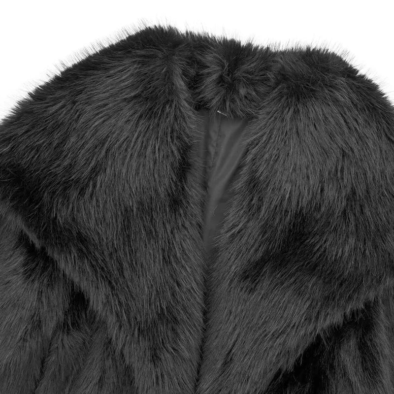 HXAO 2024 Women's Fur Coat Black Fluffy Jacket Autumn Winter Faux Fur Coat Plush Outerwears White Red Gray Warm Cropped Jacket