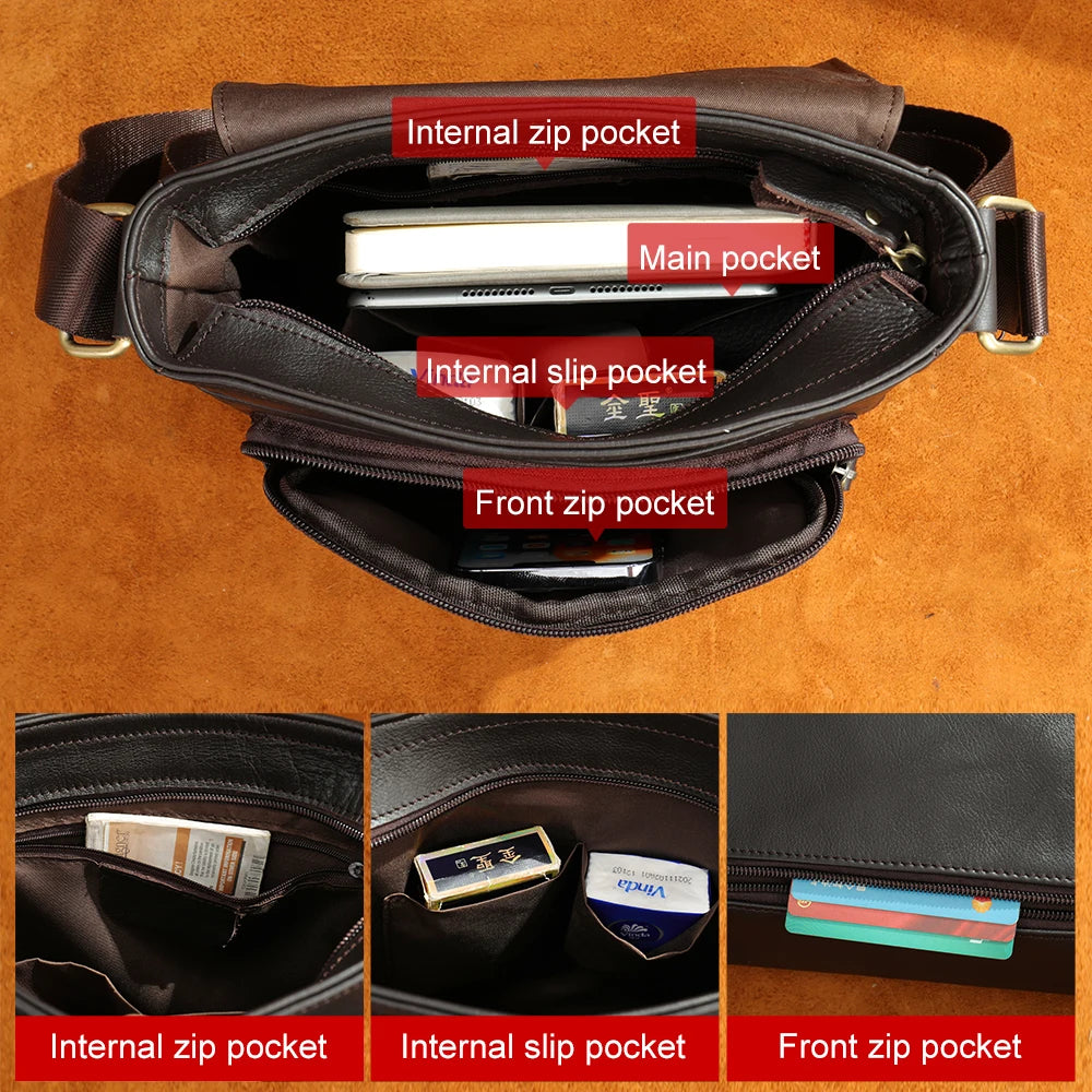 WESTAL Men's Bags Genuine Leather Messenger Bag Crossbody Shoulder Bags For Male Casual Handbag Men Sling Pack For Work Business
