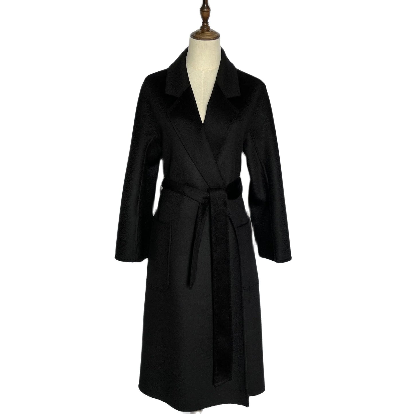 SPECIAL OFFER Cashmere Coat Female Winter Mid-Length Corrugated Coat Black Wool Coat Woman Autumn New Casual Fashion Beige Coat