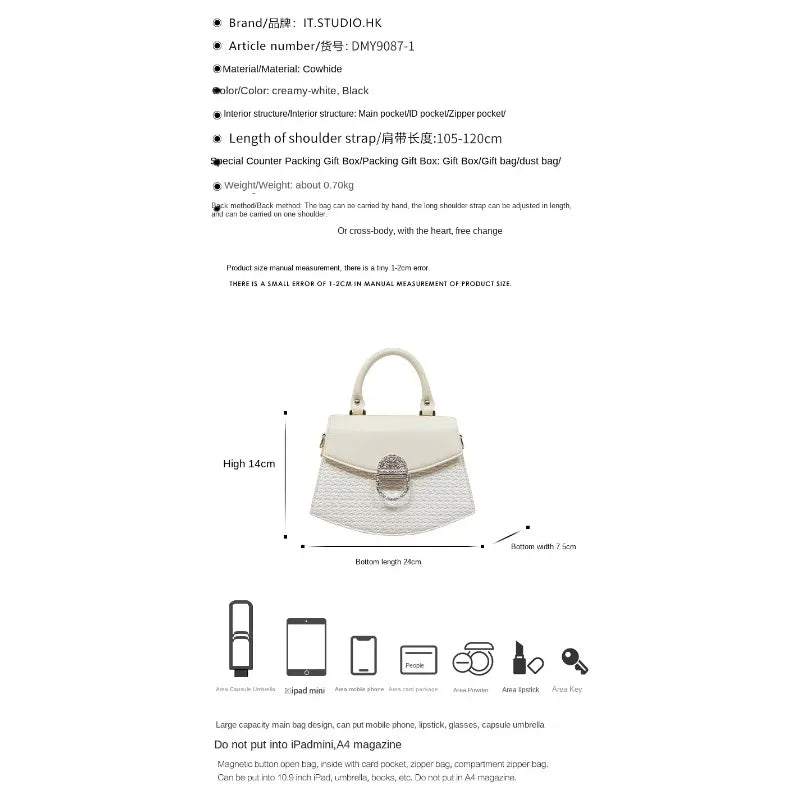 Women's handbag 2025 new autumn and winter brand shoulder crossbody bag, high-end texture, light luxury designer handbag
