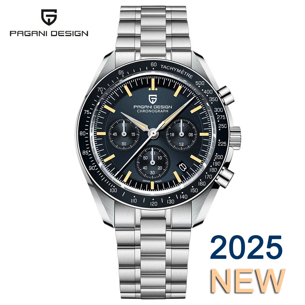 PAGANI DESIGN Moon Mens Watch Chronometer Sapphire Mirror Sports Quartz Watch For Men Waterproof Luminous Relogio Masculino 2025