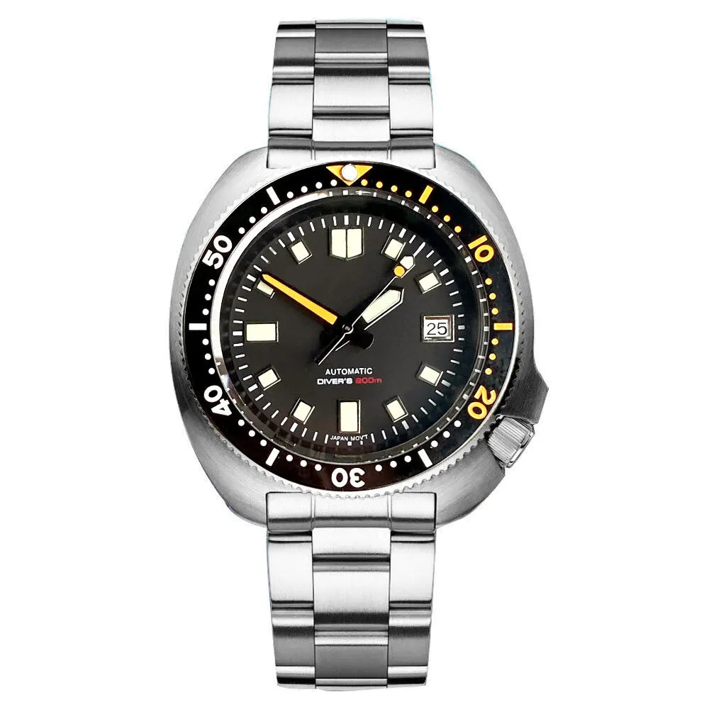 Tandorio Captain Diver Turtle Mechanical Watch for Men NH35A 30bar Wateproof Steel Wristwatch 4.1 Crown 120clicks Bezel