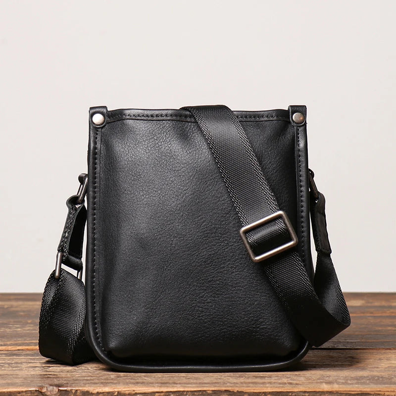 LUOKIR Fashion Genuine Leather Crossbody Bag Men's Casual Shoulder Small Bag Classic Multiple Compartments Cowhide Messenger Bag