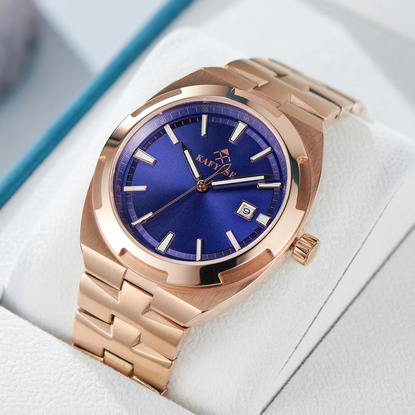 Kafyase Luxury Mens 316L Stainless Steel Mechanical Automatic Watch Sapphire Glass Luminous Waterproof WristWatch