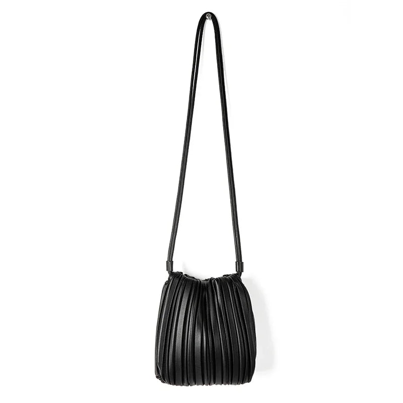 Summer New Women Pleated Messenger Bag Korean Niche Design Candy Color Small Square Bag Fashion Street Casual Women Pu Bag