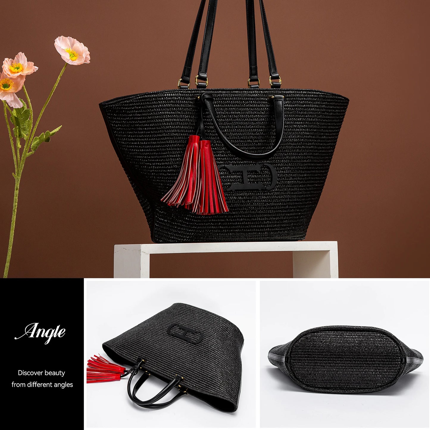 Fashionable Classic Handwoven Multi Functional Handbag Women's New Large Capacity Handbag
