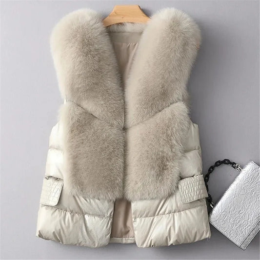 Vest Coat new Autumn Short Down Jacket Women Iimitation Fox Fur Vest Female Winter Wear Vest OutCoat waistcoat Sleeveless Coat