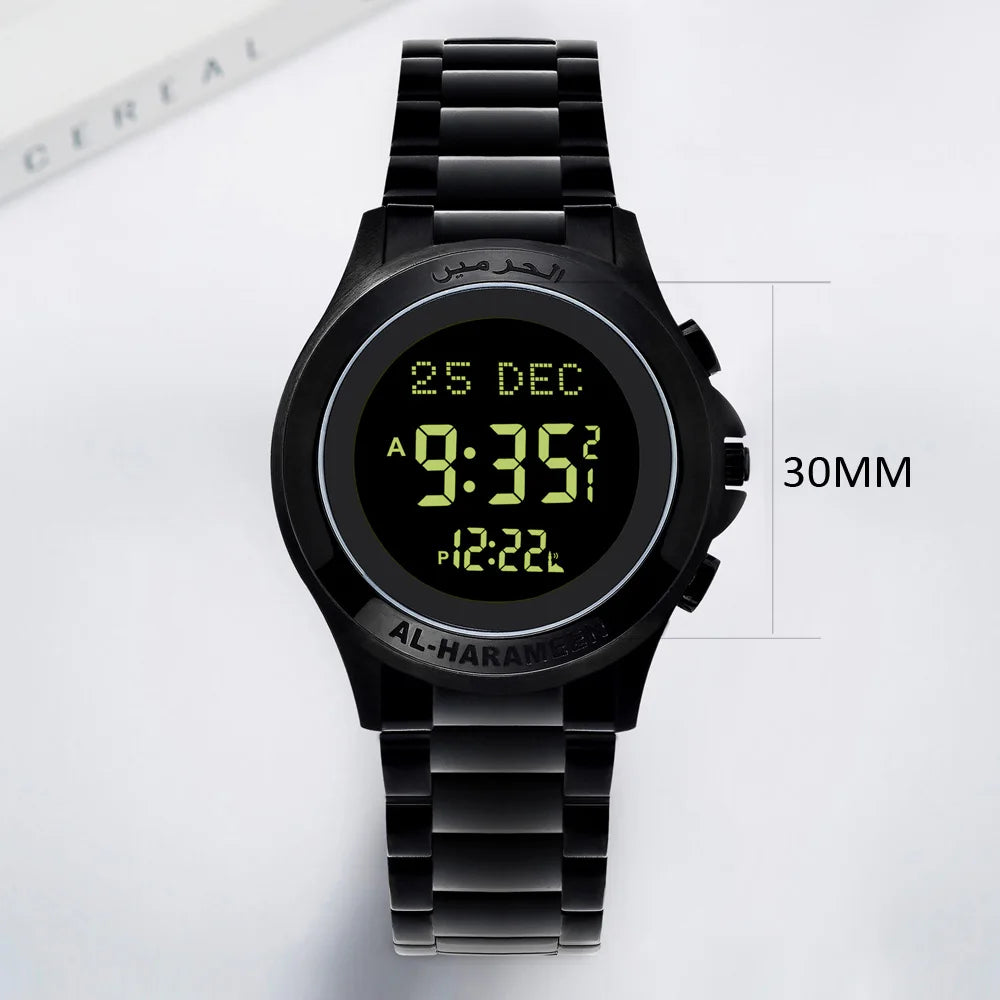 Azan Watch in Arabic English for Muslim Lover with Prayer Alarm Fajr Time Qibla Islamic Gift Man and Woman Size Ramadan Gift