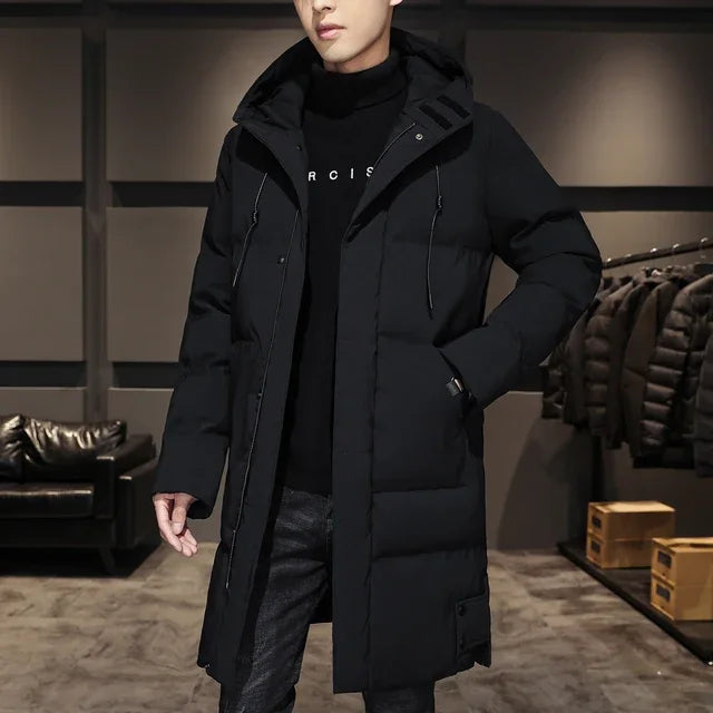 8XL 7XL Men's High Quality Hooded Jacket Black Fashion Winter Jacket Men Brand Clothing New New Parka Men Thick Warm Long Coats