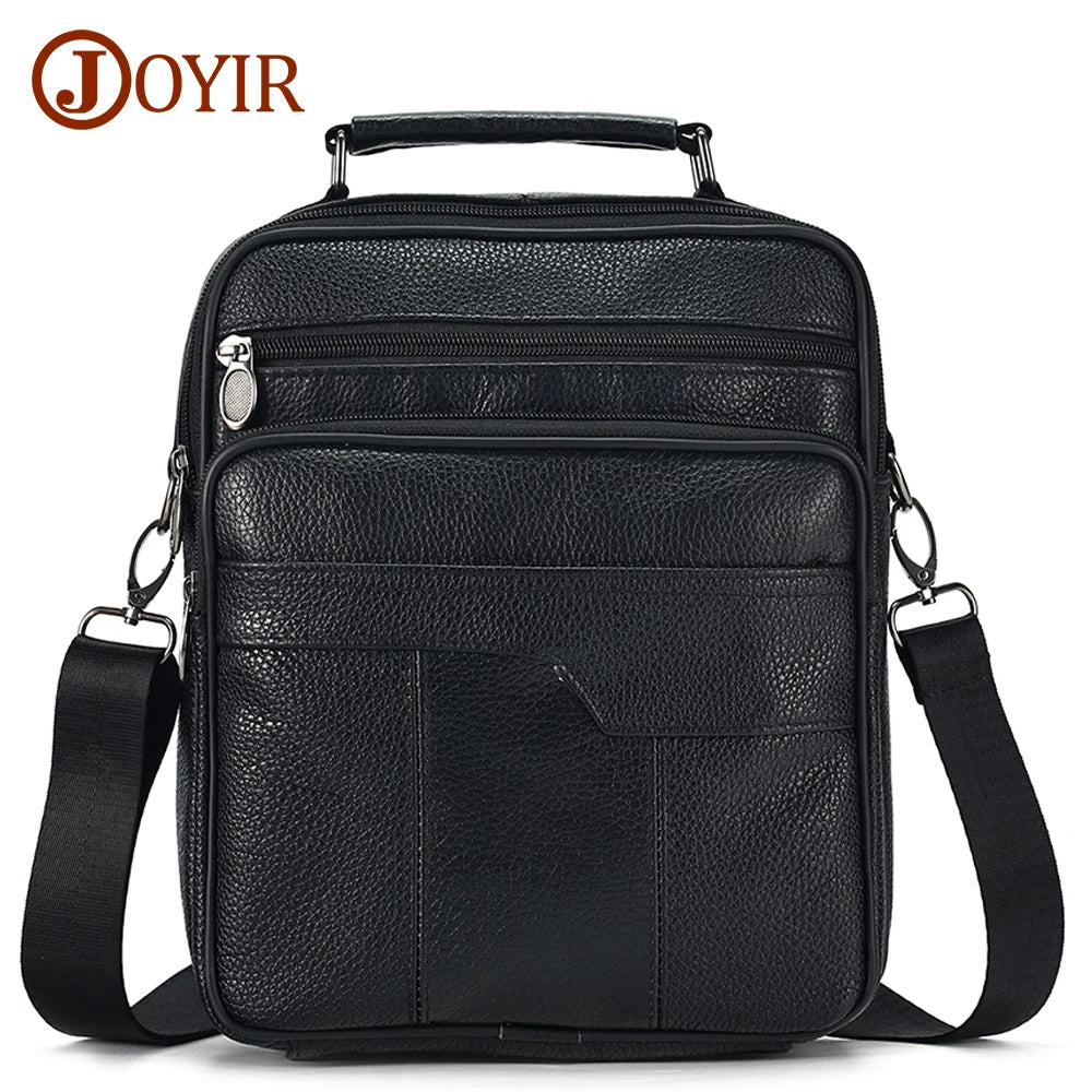 JOYIR Men Genuine Cowhide Leather Crossbody Bags Vintage Messenger Bag for Male Trendy Shoulder Handbag Casual Travel Sling Bag