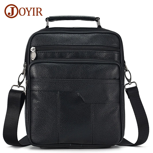 JOYIR Men Genuine Cowhide Leather Crossbody Bags Vintage Messenger Bag for Male Trendy Shoulder Handbag Casual Travel Sling Bag