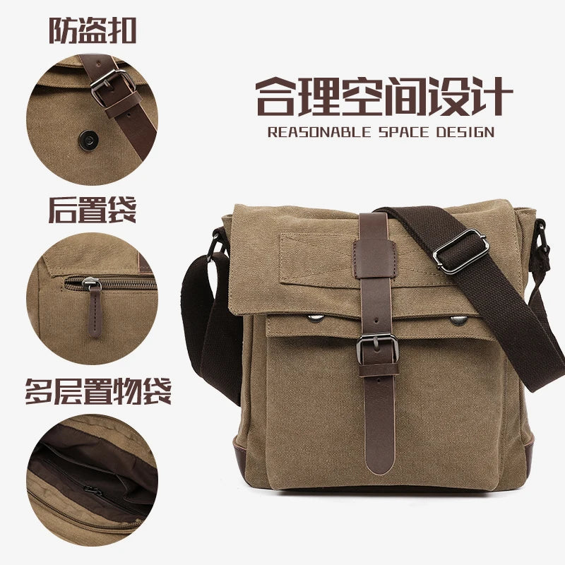 New Men Messenger Bags vintage Canvas Handbags Leisure Work Travel Bag Man Business Crossbody Bags Briefcase for Male