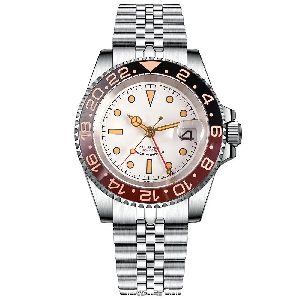 Tandorio Retro NH34A Automatic Watch for Men Diving GMT Movement Vintage Luminous Sapphire 20BAR Waterproof 316L Bracelet 40mm