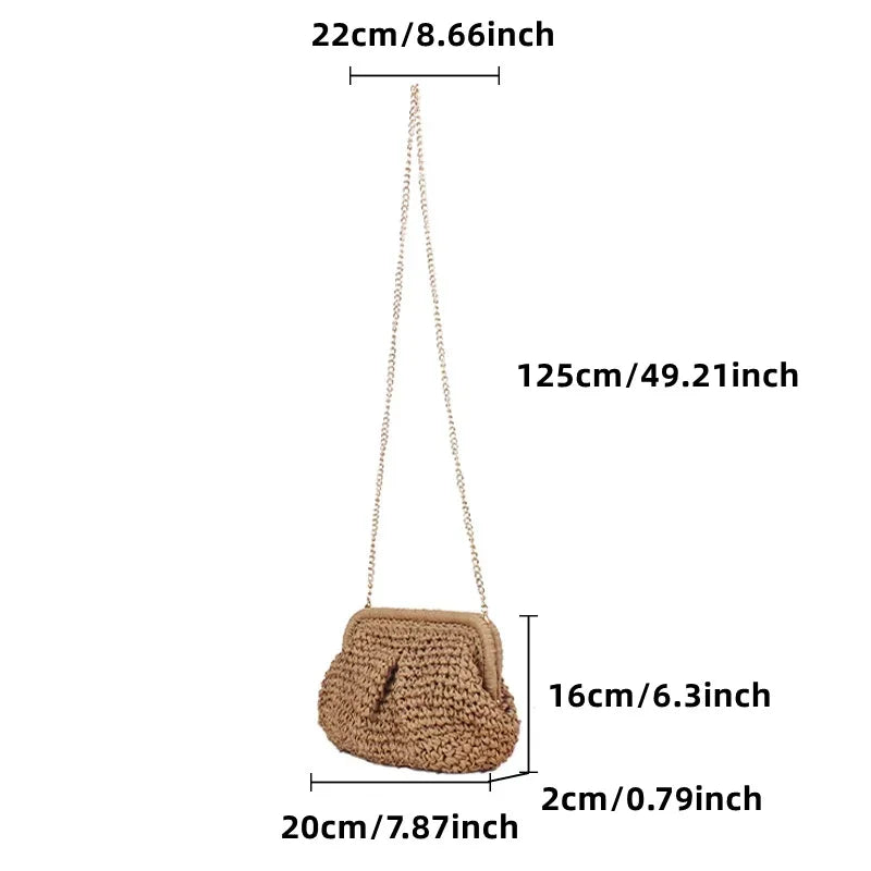 Summer Designer Shoulder Crossbody Bag Straw Weaving Clutch Purse Women Dumpling Crossbody Beach Bag Fashon Cloud Pouch