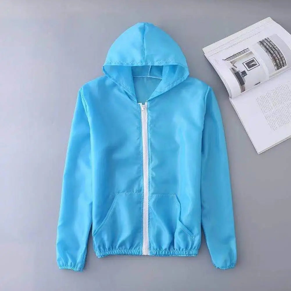 Women Men Sun Jacket Breathable Long Sleeve Zipper Coat Anti UV Sunscreen Windbreaker Hiking Jacket Sports Jacket