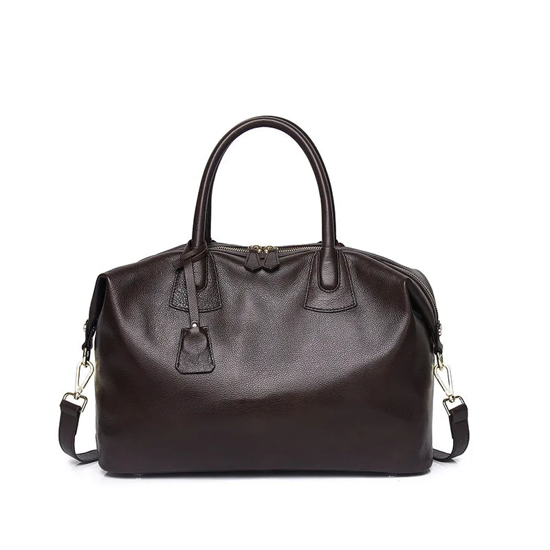 Travel Duffle Bag Genuine Leather Single Shoulder Tote Bag Large Weekend Messenger Bag