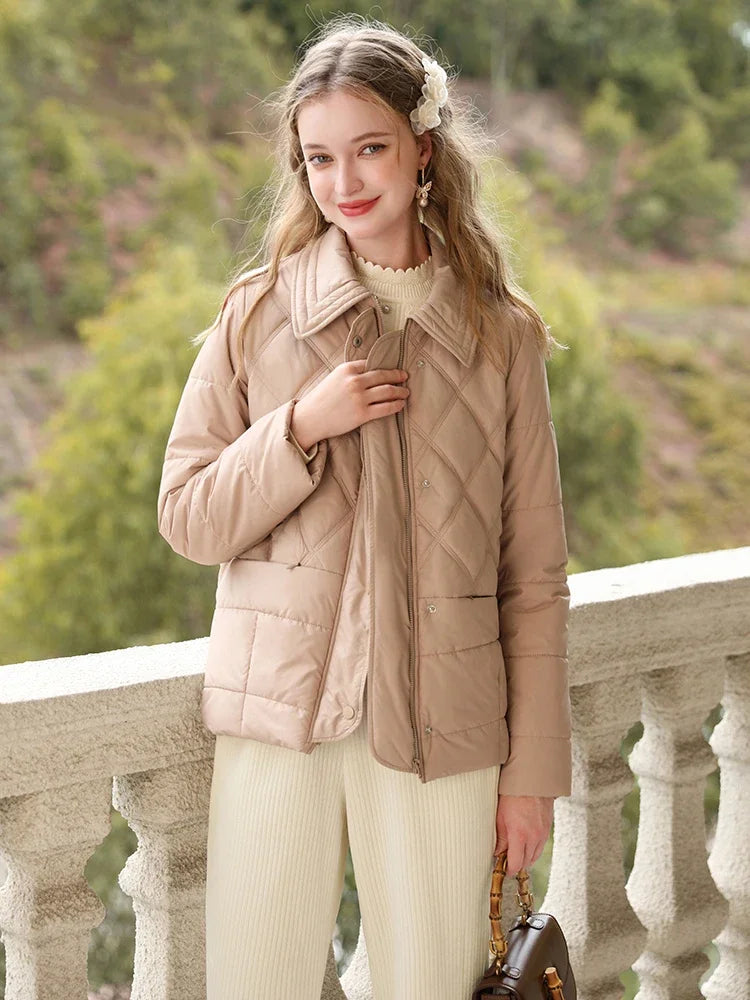 I BELIEVE YOU Turn-down Collar Women's Jacket 2024 Winter New Short Loose Windproof Warm Cotton-padded quilted Jacket 2234155370