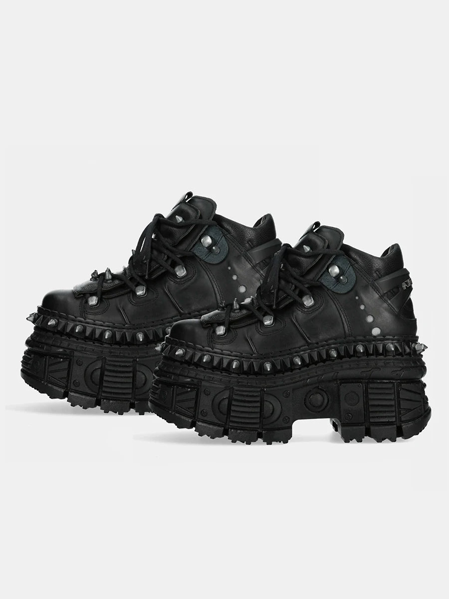 2025 New Punk Style Women Shoes Lace-up Heel Height 10CM Platform Shoes Woman Metal Decor Woman Sneakers Gothic Ankle Rock Boots