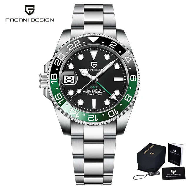 PAGANI DESIGN Sapphire Glass 40MM Ceramic GMT Mechanical Watches 100m Waterproof Classic Luxury Men Automatic Watch Reloj Hombre