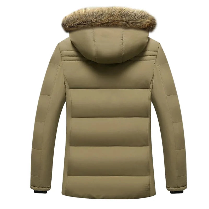 Winter Men Windproof Fleece Casual Jacket Man Thick Detachable Hat Parka Jacket Men Outdoor Multi Pocket Work Windbreaker Jacket