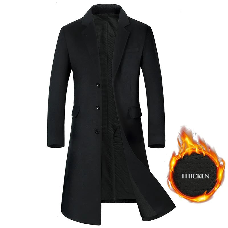 High Quality Men's Wool Coat 6XL Oversized Winter Men Long Trench Cotton-padded Overcoat Men Clothing Woolen Coat A2F1810