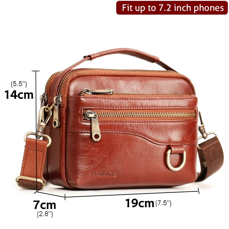 Genuine Leather Men Shoulder Crossbody Bags Casual Waist Pack Handbags For Male Messenger Tote Flap Sling Purse Clutch JYY1057
