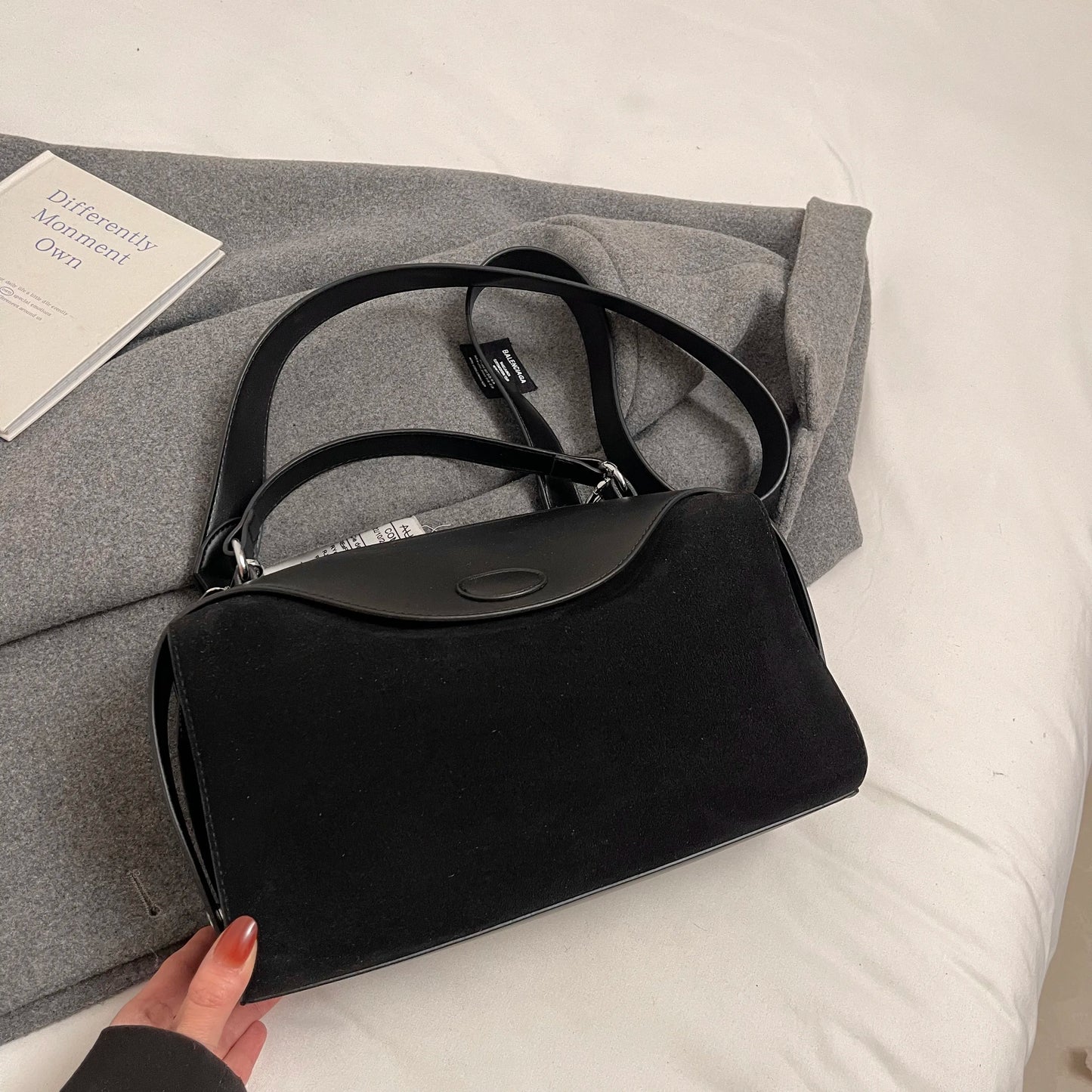 Womens Leather Handbag Designer Fashion Autumn Winter Big Boston Tote Soft Matte Suede Bag Lady Versatile Shoulder Crossbody Bag