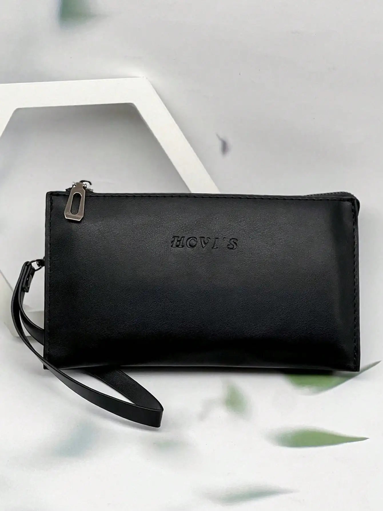 Stylish and simple senior men's purse double-layer ultra-thin large capacity portable wrist bag long wallet