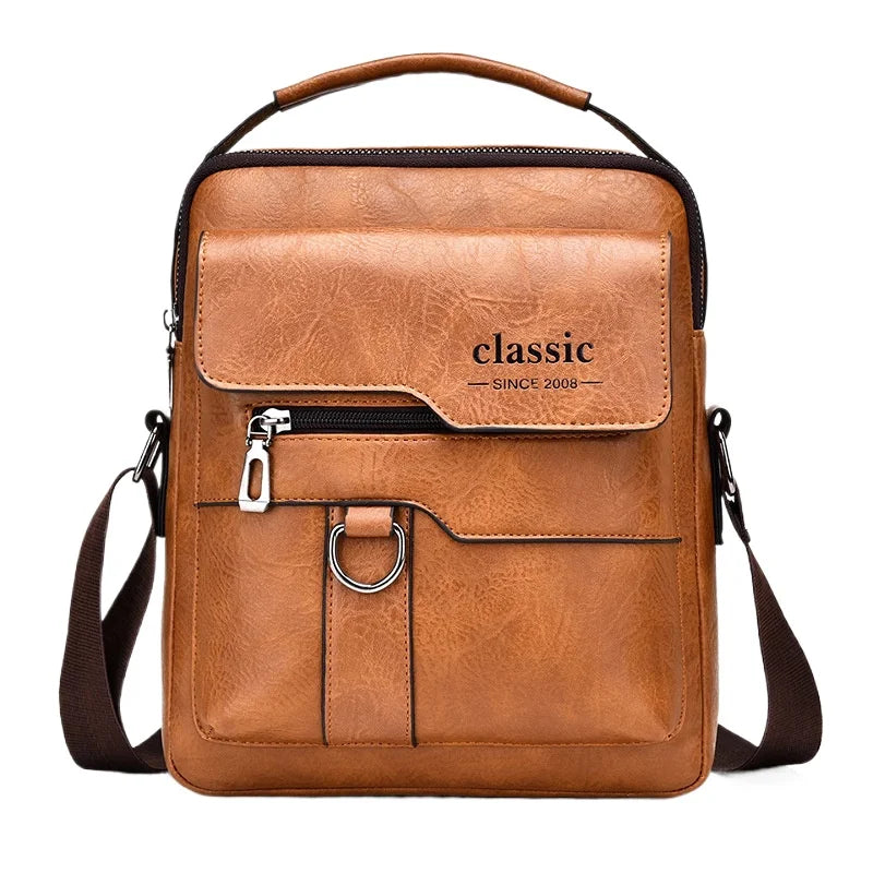 Brand Handbags Men Shoulder Bag for 9.7" iPad PU Leather Flaps Men's Crossbody Bags Business Male Solid Messenger Bag Travel Bag