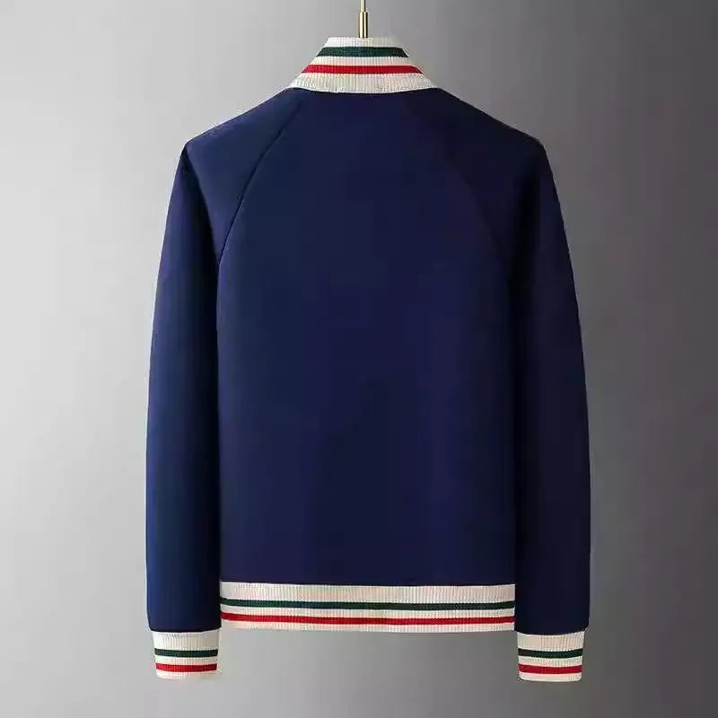 European Station Casual Sports Suit Men's Spring and Autumn Premium Splicing Cardigan Stand-up Neck Sweater Two-piece Suit Men's