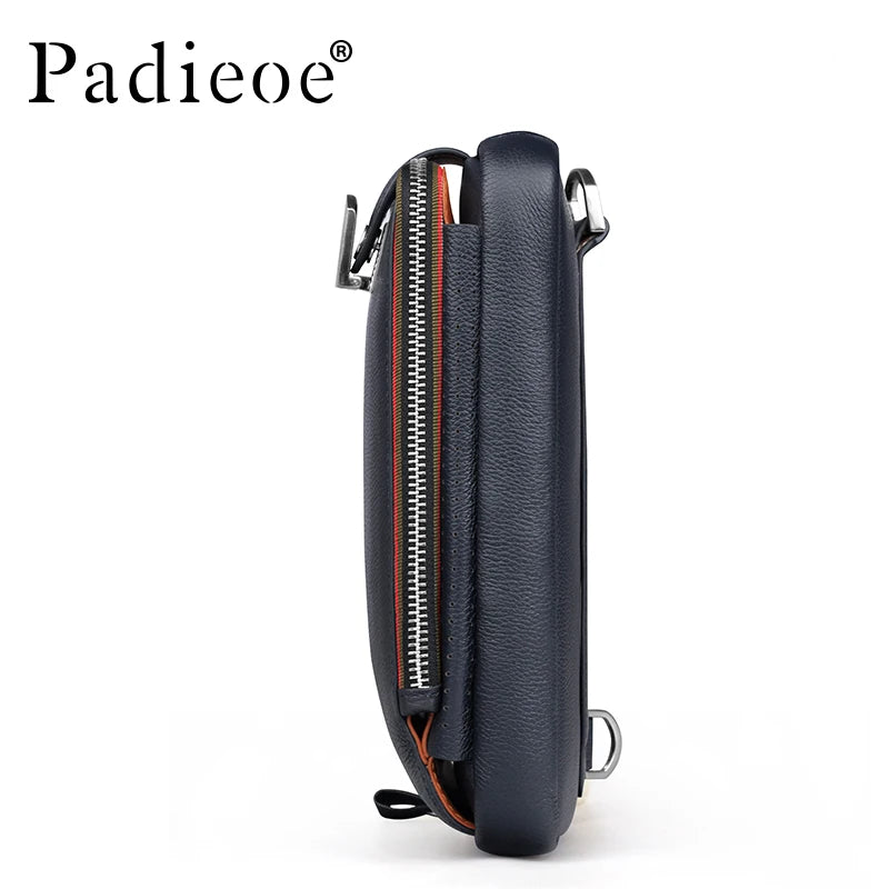PADIEOE shoulder bag men leather crossbody bags for men genuine leather chest messenger bag men high quality pack