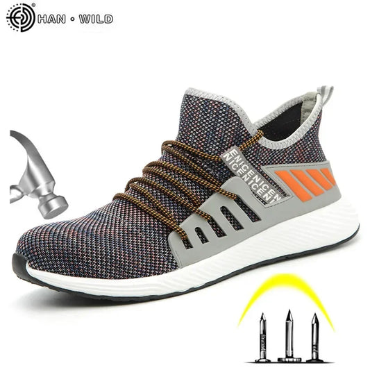 Men's Work Mesh Boots Men Steel Toe Work Shoes Outdoor Anti Slip Breathable Protective Boots Men's Puncture Proof Safety Shoes