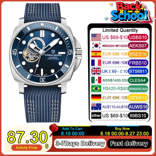 PAGANI DESIGN Men's Watches 2025 New Mechanical Automatic Watch For Men 200M Diving Top Brand Luxury Wristwatch Stainless Steel
