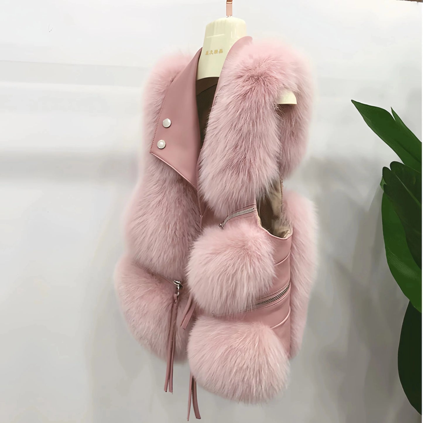 Faux Fur Waistcoat for Womens, Chic Splice Fox Coat Ladies Sleeveless Fur Vest Jacket, Slim Faux Fox Fur Outwear Vests, New