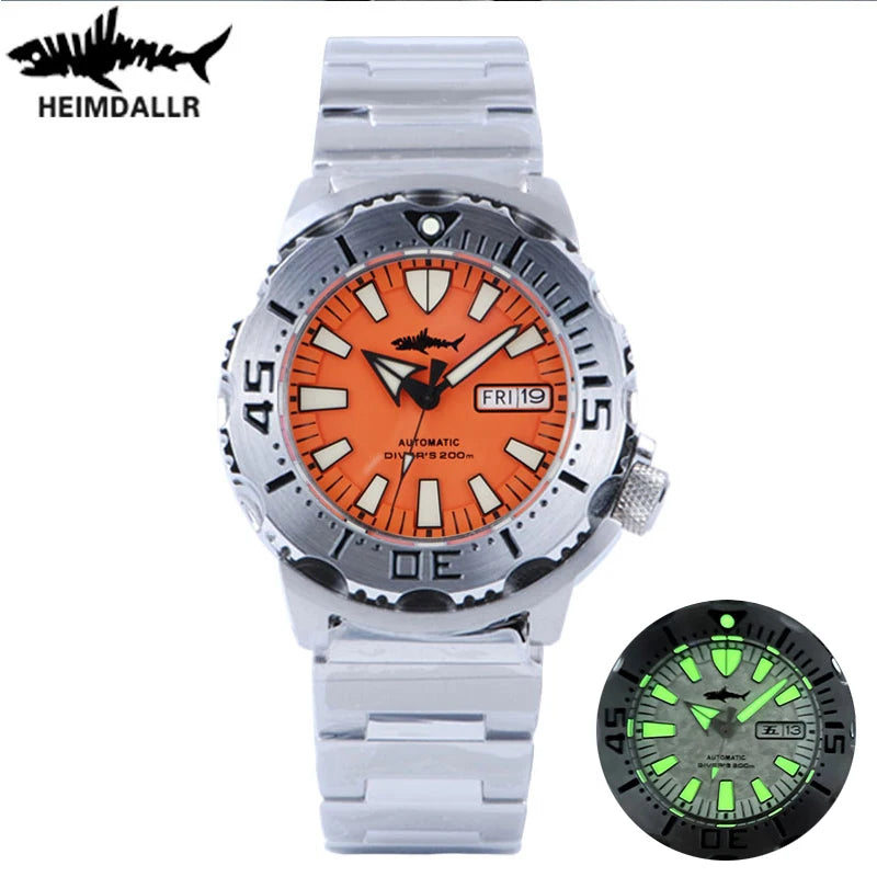 HEIMDALLR V2 Monster Men's Automatic Diver Watch Sapphire Crystal 20Bar Waterproof NH36A snowflake Blue Dial Mechanical Watches