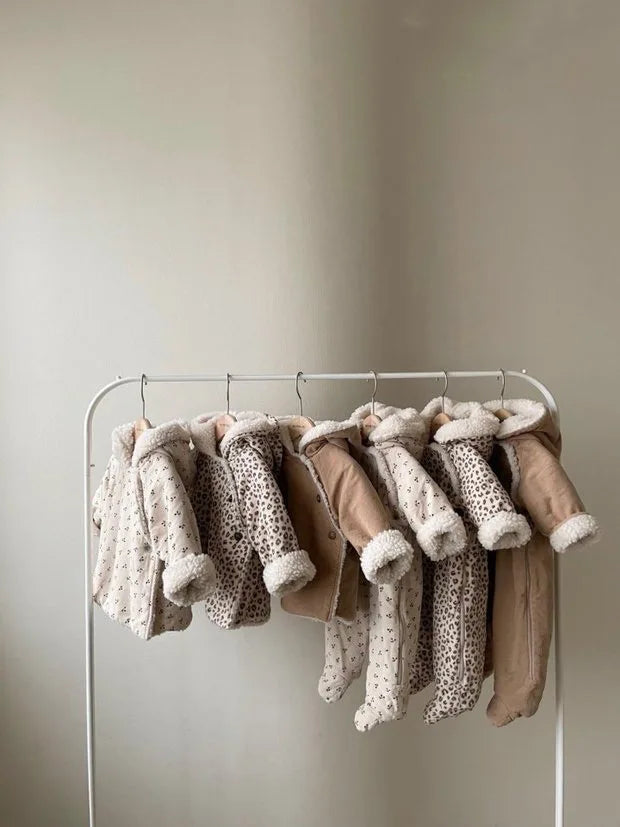 deer jonmi 2023 Winter Korean Style Newborn Baby Thicken Warm Coats Hooded Lamb Fleece Lining Infants Outerwear